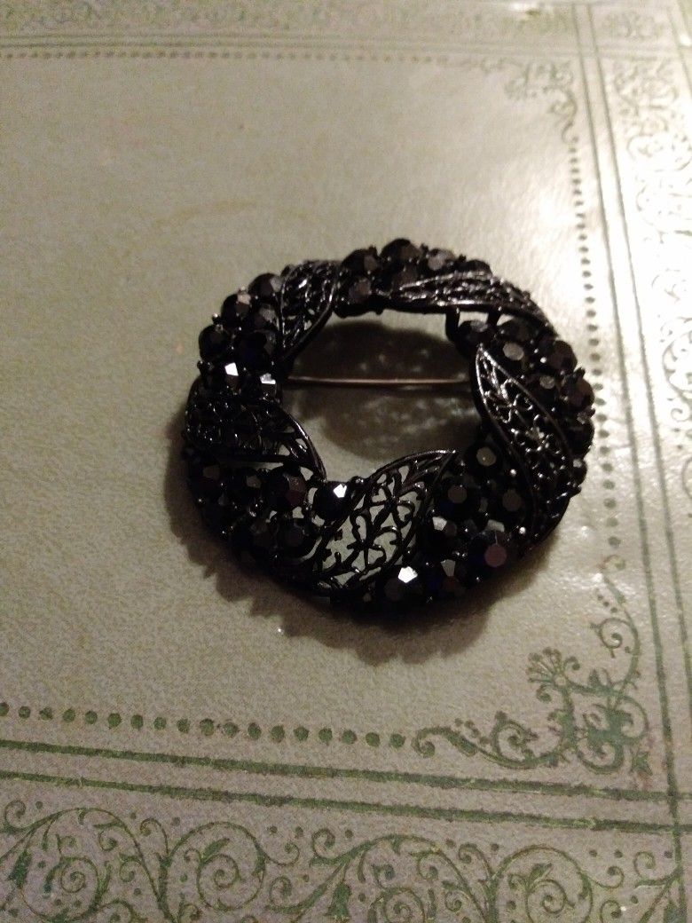 Black Rhinestone Brooch