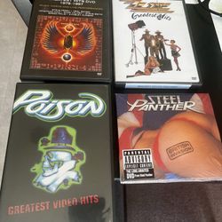 Rock DVD’s Steel Panther, ZZ Top, Journey, Poison 