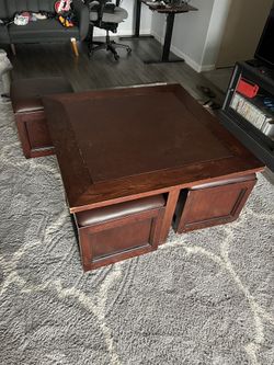 Large Coffee Table With 4 Storage Ottomans