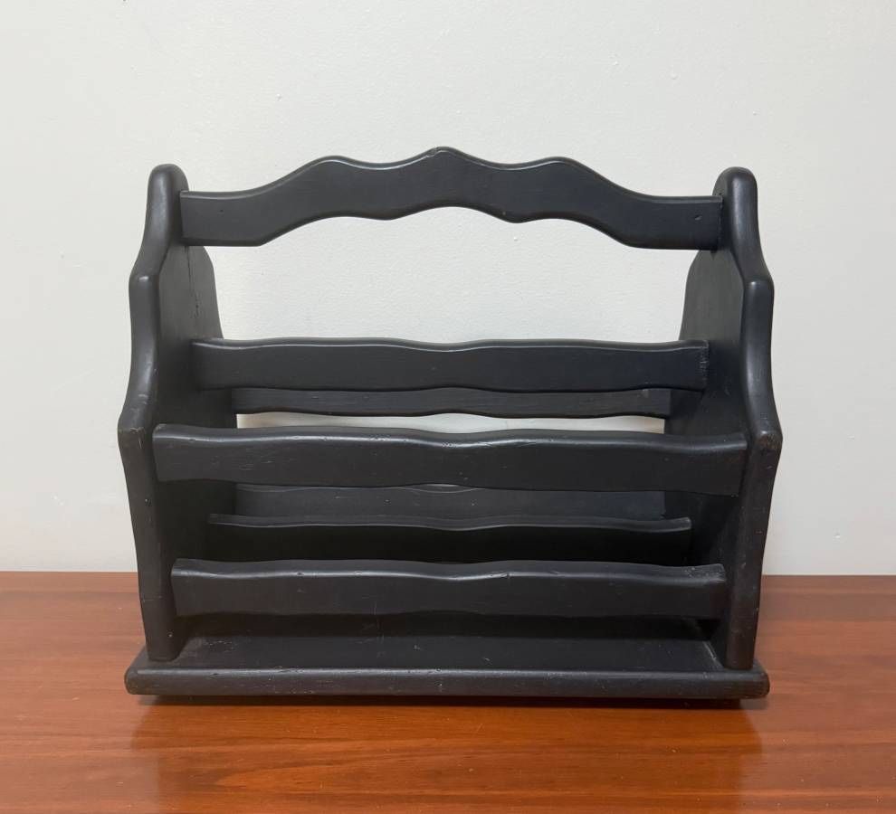 Vintage Farmhouse Wood Magazine Rack Holder Storage Organizer