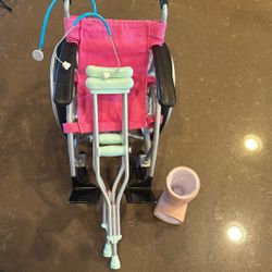 18 Inch Doll Wheelchair And Crutches 