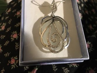 Sterling silver white jade necklace