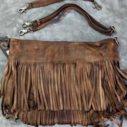 Fringe Crossbody Bag in Brown