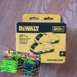New Dewalt 20v 4ah Batteries 2-Pack $100 Firm Pickup Only