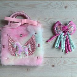 Unicorn bag & hair bow (set)