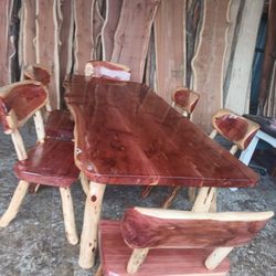 Set Of Chairs And Table  Rustic Style 