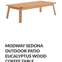 Modway Sedona Outdoor Patio Eucalyptus wood coffee table