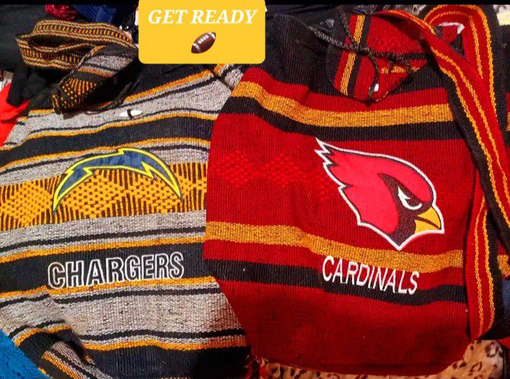 🏈NFL Arizona Cardinals/San Diego Chargers Logo Handmade Bag Tote Mexican Backpack Indian Morral 🏈
