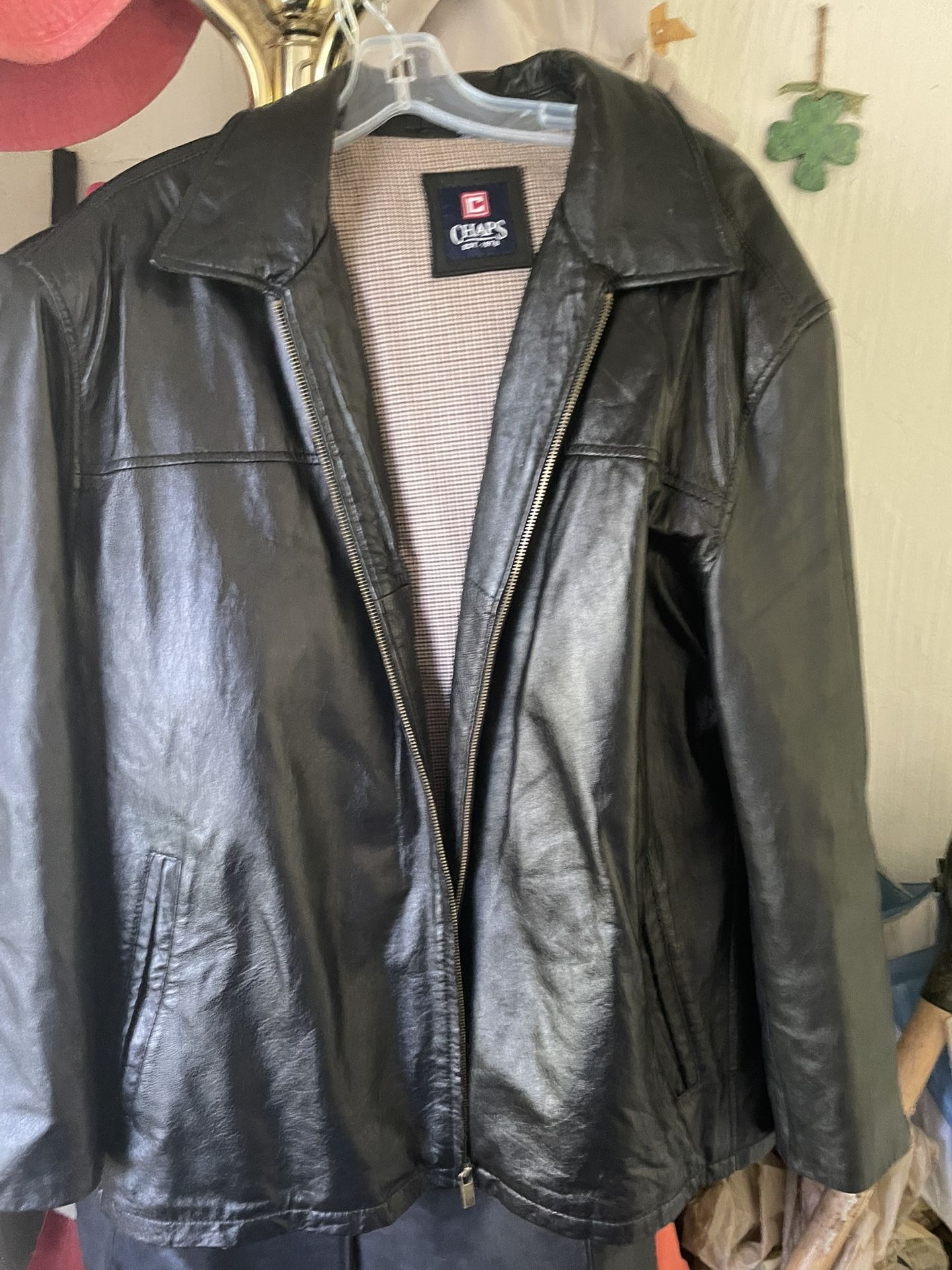 Ralph Lauren Chaps Men’s New Black leather Jacket Size2x