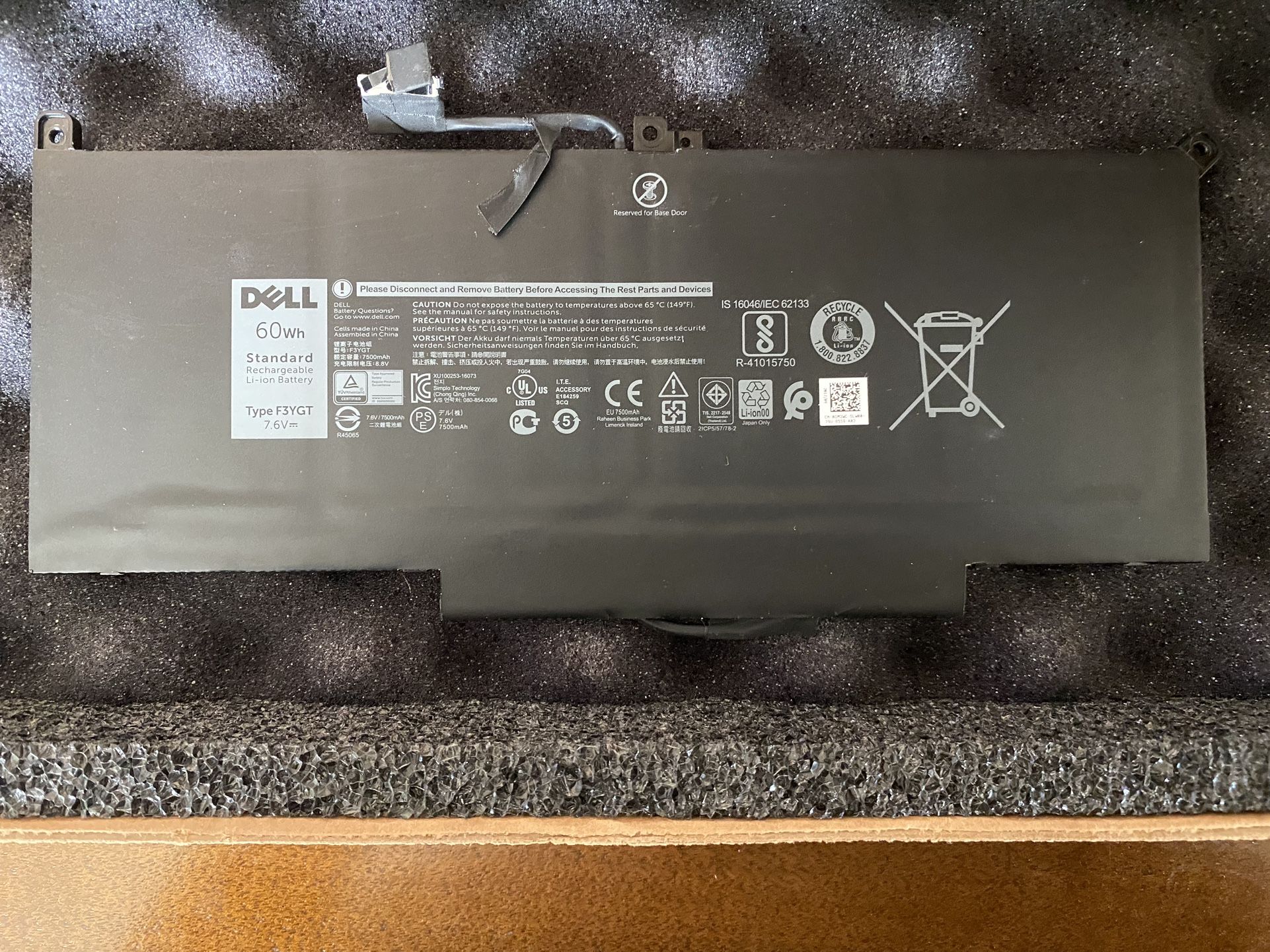 Dell Laptop Battery - 60Wh F3YGT - Brand New OEM