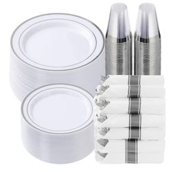 50 Guest Plastic Dinnerware Set 