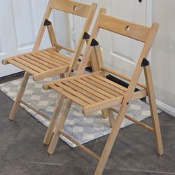 IKEA Wood Folding Chairs. Pair
