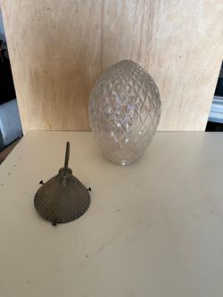 Vintage Diamond Cut Glass Pendant Light Shade