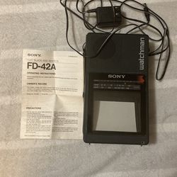 Sony Watchman FD-42A Vintage Portable Black & White TV