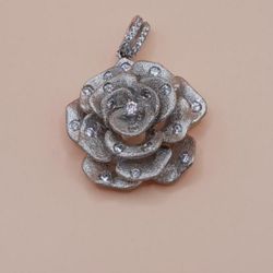 Vintage Sterling Silver Rose Pendant