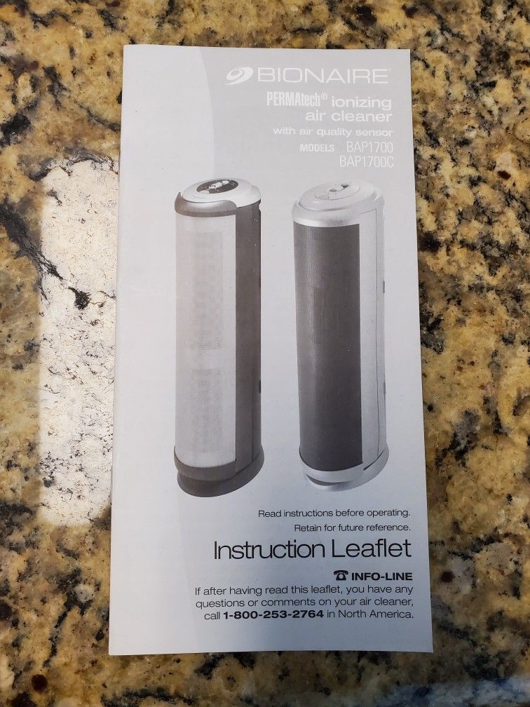 Bionaire permatech ionizing air cleaner outlet