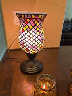 Decorative lamp and matching tealight candle holder set