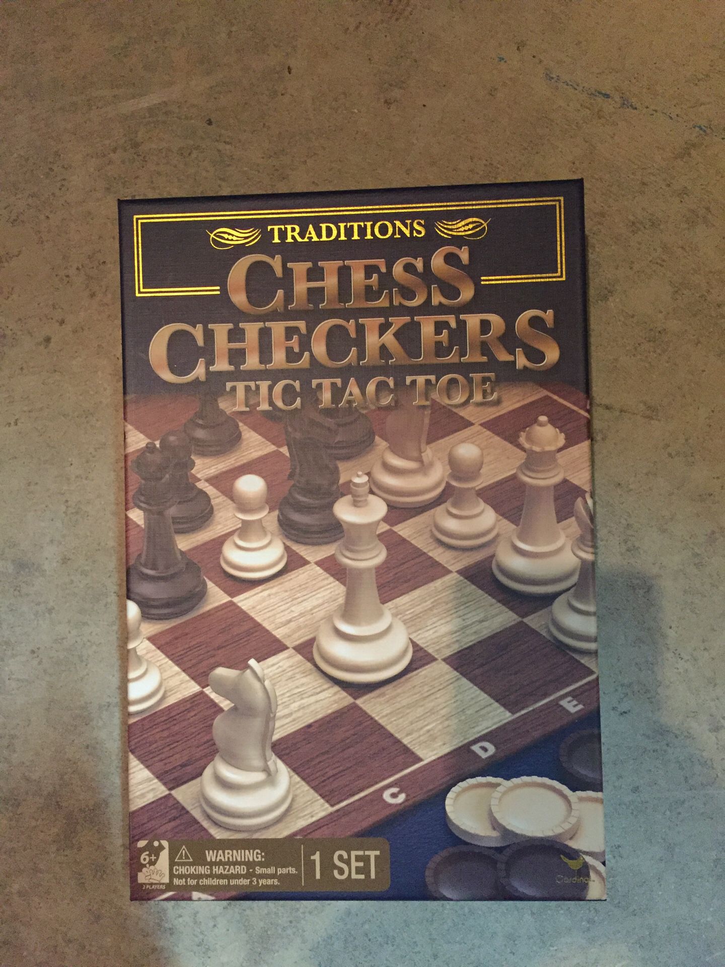 Brand new. Never opened. 3 in 1 game. Chess. Checkers. Tic Tac Toe.a