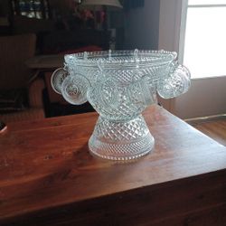 Vtg. Anchor Hocking Wexford Punch Crystal Cut Punch Bowl
