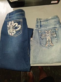 2 Pairs Embellished Denim Jeans  size 15