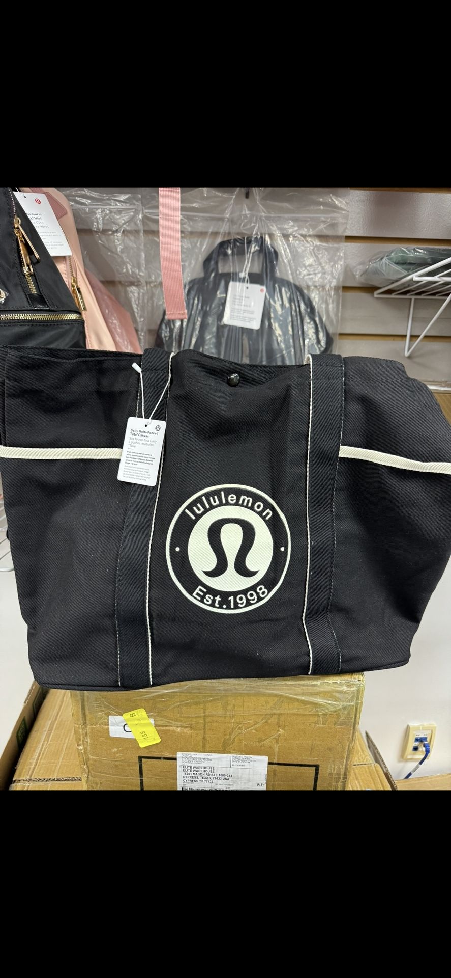 Black N Off White Lululemon Tote Bag 