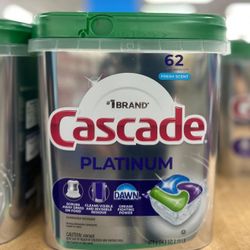 Cascade Platinum Fresh Scent Dishwasher Detergent with Dawn, 62 Pacs