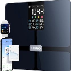 Smart Scale with BMI, Body Fat, Muscle Mass, Bluetooth Scale for Body Weight, 13 Metrics with Large VA Display, Support App 