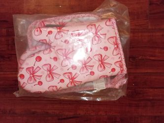 Pink Bow and Cherry Oven Mitt and Pot Holder Set