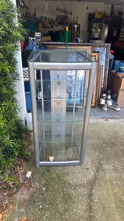 Glass Shelf Media Tower with Silver Frame