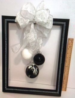 Black and white rhinestones framed ornaments
