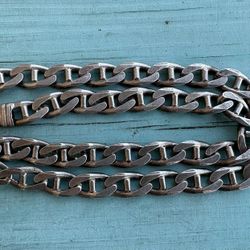  Nice Mens Vintage Sterling Silver  Anchor Mariner 11 MM-104.7 Gram 22.5” Chain-Italy 
