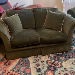 2 Velvet Green Couches And 1 Green Velvet Chair