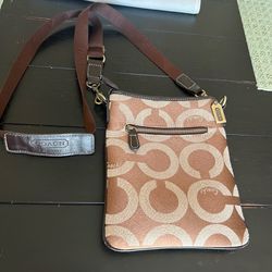 Genuine Coach Brown Shoulder Bag Satchel Purse with Charms