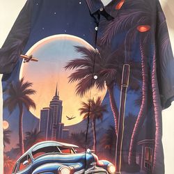 A SUMMER NIGHT IN CALIFORNIA MEN DRESS SHIRT SIZE XX LARGE