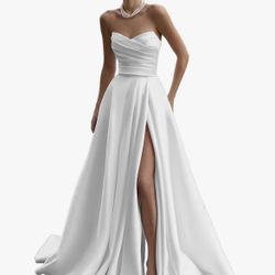 Mermaid Satin White Dress 