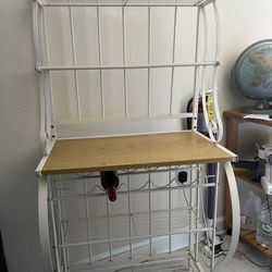 Bakers rack with wine holder