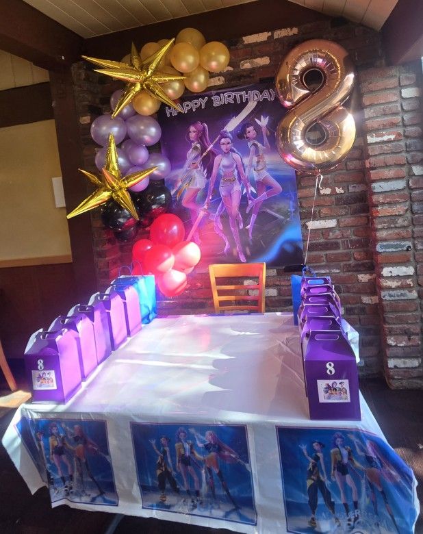 Kpop Dem Hunters Birthday Banner And 1 Brand New Table Cover Like The One In The Picture