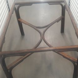 vintage rattan glass top table 5x4ft