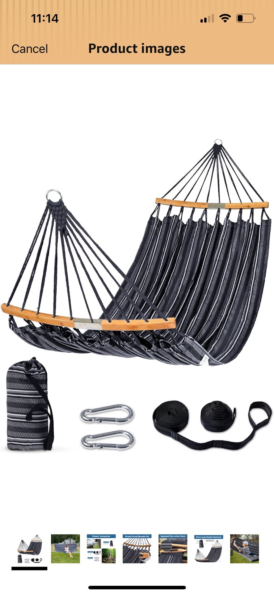 SUNCREAT Hammocks Double Hammock with Curved Spreader Bar, Outdoor 