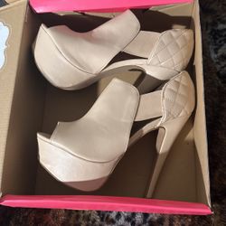 Beige Platform Heels Size 8