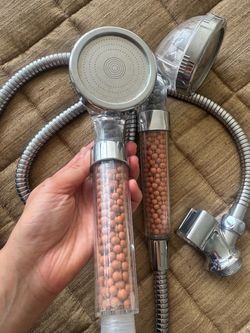 Mineral stream shower head + hose + free extra shower head