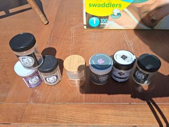 Whole box of little glass jars.