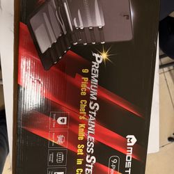 MOSTA Chef's and BBQ's Premium Stainless Steel Knife Set, 9 Pcs Professional Kitchen Knives Mix in Portable Case