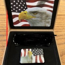 Like New American Flag Zippo Fuel Lighter With Box 