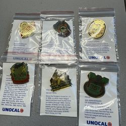 Vintage Los Angeles Dodgers Unocal 76 Pin Set. All five Pins new never used