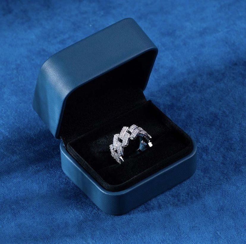 Cuban Moissanite Ring - 925 Silver - D Colour - VVS1 size 8 mens