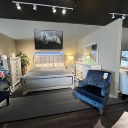 King Bed, Dresser, Mirror And Nightstand 