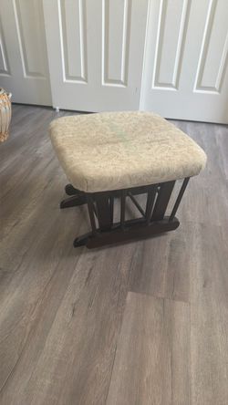 Vintage Glider Ottoman / Footstool – Cream & Dark Wood