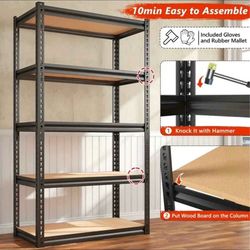 Heavy Duty 5 Tier Adjustable Metal Garage Storage Shelving Units    72H''×35.5W''×11.8''D NEW IN BOX