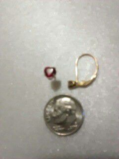 2 single pierced earrings one small diamond leverback 14 karat gold 1 10 karat gold ruby heart pierced stud earring acid tested and stamped